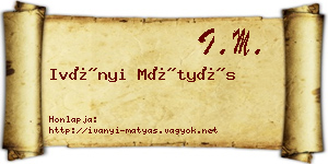 Iványi Mátyás névjegykártya